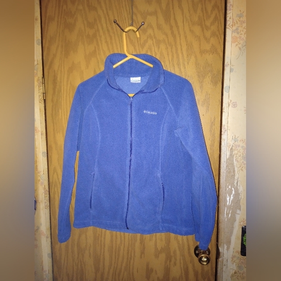 Columbia Fleece Jacket Blue Full Zip w Zipper Pockets Inside Pockets Men's Large - Picture 1 of 13